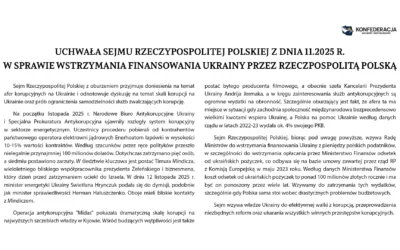 Wzywamy rząd Tuska do zawieszenia wsparcia finansowego dla Ukrainy!
